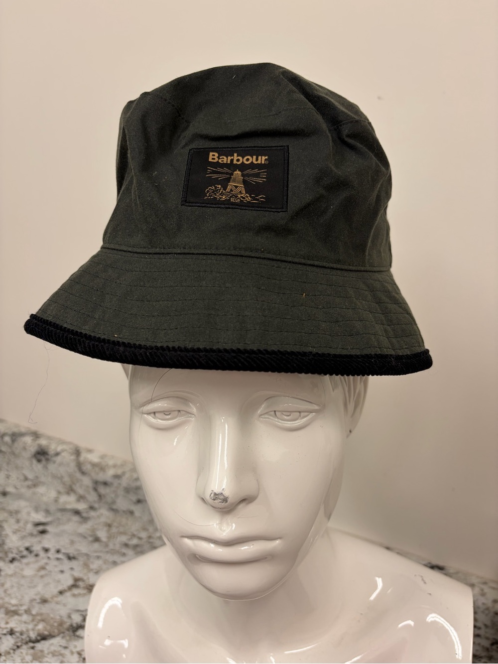 Barbour Dark Green Bucket Hat with Black Trim